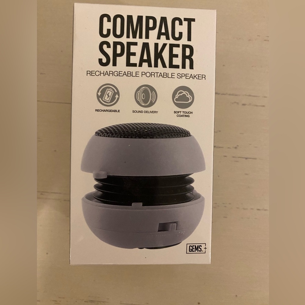 Gray Compact Rechargeable Portable Speaker